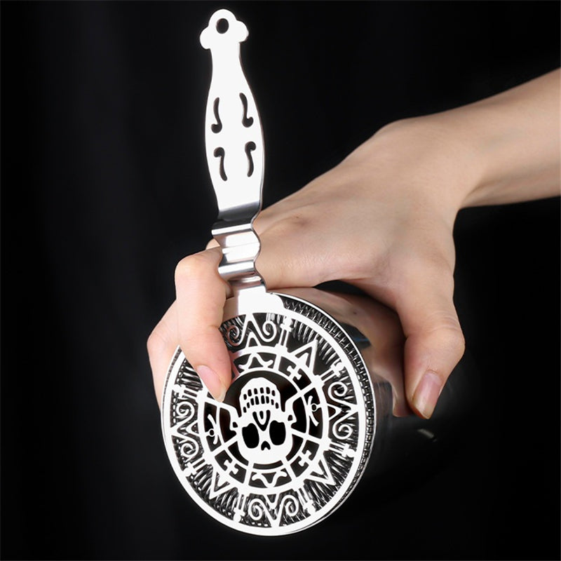 Skull and Mechanical Watch Bar Strainer, Cocktail Strainer, Stainless Steel Deluxe Strainer, Bar Tools, Edgy Elegance, Skull Barware, Gothic Bartending, Unique Bar Accessories, Bartender Essentials, Cocktail Mixing Tool