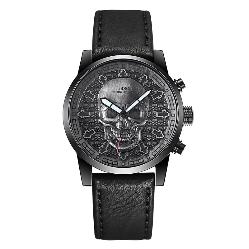 Skull Quartz Watch Black, Front Packet